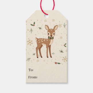 Cute Modern Forest Animal Fawn Christmas Gift Tags Geschenkanhänger