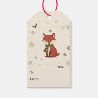 Cute Modern Forest Animal Fox Christmas Gift Tags Geschenkanhänger