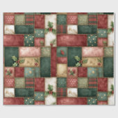 Cute Modern Gold Christmas Patchwork Pattern Geschenkpapier (Flach)