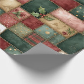 Cute Modern Gold Christmas Patchwork Pattern Geschenkpapier (Ecke)