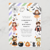 Cute Modern Halloween Birthday Costume Party Einladung (Vorne/Hinten)