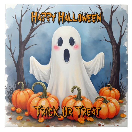 Cute Modern Halloween Spooky Collection Fliese (Vorderseite)