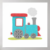 Cute & Modern Hand-Drawn Train Nursery Art Poster (Vorne)