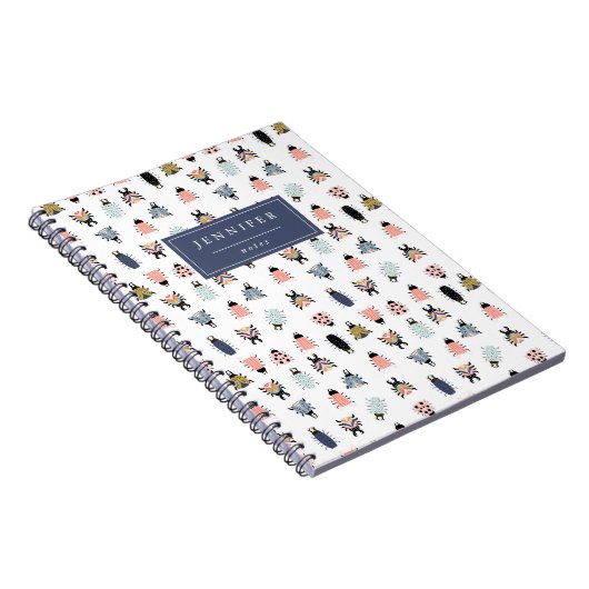 Cute Modern Insekt Bugs Pattern Notizblock (Rechte Seite)