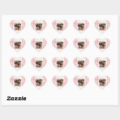 Cute Modern Pink Ivory Check Photo Galentine's Herz-Aufkleber (Blatt)
