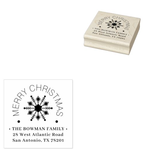 Cute Modern Snowflake Christmas Winter Address Gummistempel (Stempel)