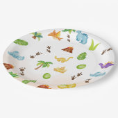 Cute Modern Watercolor Dinosaur Greenery Boy Pappteller (Schrägansicht)