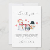Cute Modern Winter Penguin Snowman Baby Shower Dankeskarte (Vorderseite)