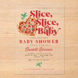 Cute moderne rote weiße Slice Slice Baby Shower-Ei Acryleinladungen