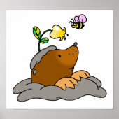 Cute Mol Cartoon With a Flower Bee Poster (Vorne)