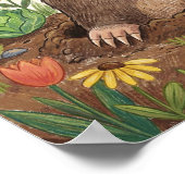 Cute Mole And Flowers Crayon Drawing Kid Poster (Ecke)