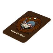 Cute Mole Keep Writing! Motivational Cartoon Magnet (Linke Seite)