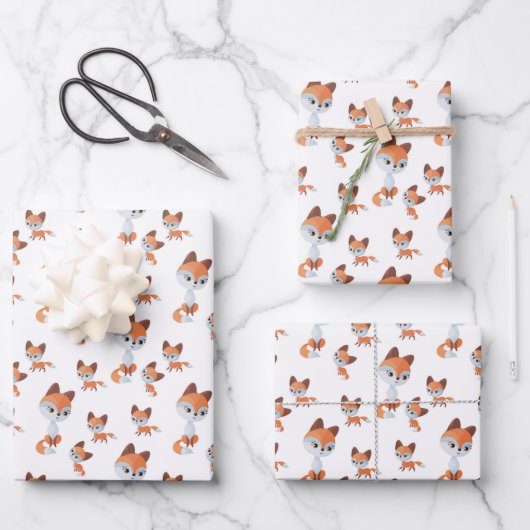 Cute Mom baby fox tiled unisex pattern Geschenkpapier Set (Vorderseite)