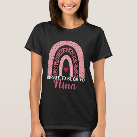Cute Mom Grandma Blessed To Be Called Nina Leopard T-Shirt (Vorderseite)