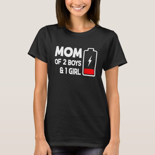 Cute Mom Of 2 Boys & 1 Girls Low Battery Mama Moth T-Shirt (Vorderseite)