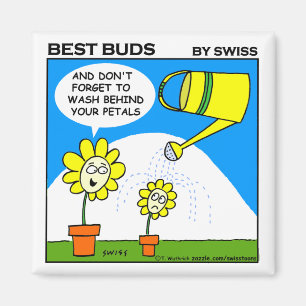 Cute Mom und Kids Bathtime Cartoon Flowers Magnet