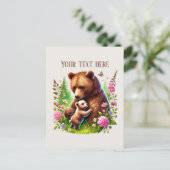 Cute Momma baby bear add text  Postkarte (Stehend Vorderseite)