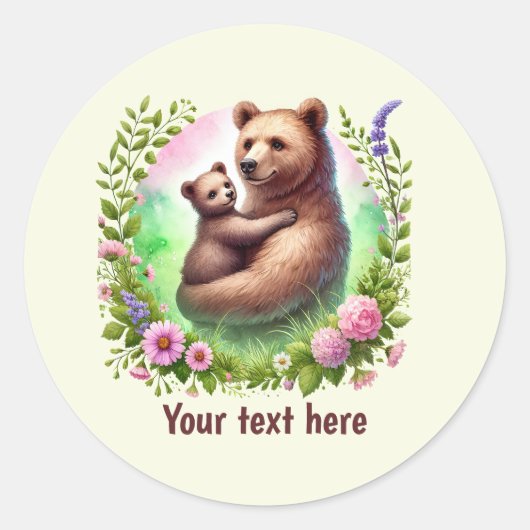 Cute Momma baby bear customizable Runder Aufkleber (Vorderseite)