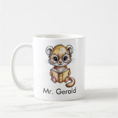 Cute Mongoose Reading a Book Custom Kaffeetasse (Links)