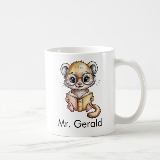 Cute Mongoose Reading a Book Custom Kaffeetasse (Rechts)