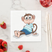 Cute Monkey in Blue Striped Shirt and Shorts Serviette (Beispiel)