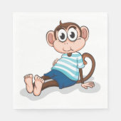Cute Monkey in Blue Striped Shirt and Shorts Serviette (Vorderseite)