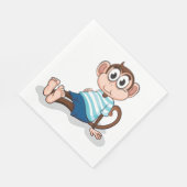 Cute Monkey in Blue Striped Shirt and Shorts Serviette (Ecke)