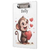 Cute Monkey Love Red Hearts Clipboard Klemmbrett (Links)