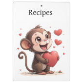 Cute Monkey Love Red Hearts Clipboard  Klemmbrett (Rückseite)