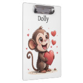 Cute Monkey Love Red Hearts Clipboard  Klemmbrett (Rechts)