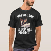 Cute Monkey Nap All Day Sleep all Night Pajamas Ni T-Shirt (Vorderseite)