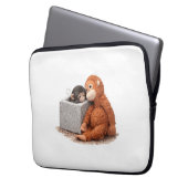 Cute Monkey Plush Laptop Sleeve Cozy Aesthetic Ani (Vorderseite Links)