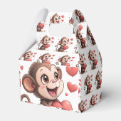 Cute Monkey Red Hearts Love Gable Favor Box Geschenkschachtel (Rückseite)