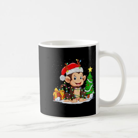 Cute Monkey Santa Christmas Tree Lights Xmas Pajam Kaffeetasse (Rechts)