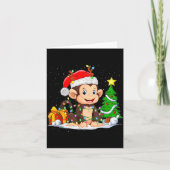 Cute Monkey Santa Christmas Tree Lights Xmas Pajam Karte (Vorderseite)