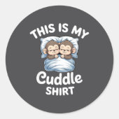 Cute Monkey Sleep Couple This Is My Cuddle Runder Aufkleber (Vorderseite)