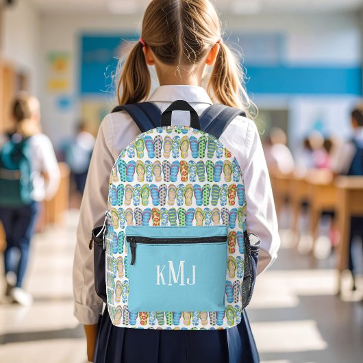 Cute Monogram Colorful Girl Flip Flops Bedruckter Rucksack