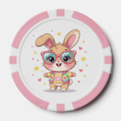 Cute monogram girly bunny wearing glasses pokerchips (Vorderseite)