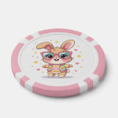 Cute monogram girly bunny wearing glasses pokerchips (Einzeln)