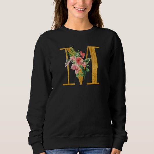 Cute Monogram Initial Letters Coloured Flowers Cap Sweatshirt (Vorderseite)