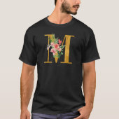 Cute Monogram Initial Letters Flowers Capital M T-Shirt (Vorderseite)