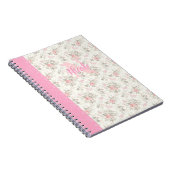 Cute Monogram Pink Floral Design Notebook Notizblock (Rechte Seite)