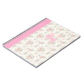 Cute Monogram Pink Floral Design Notebook Notizblock (Linke Seite)