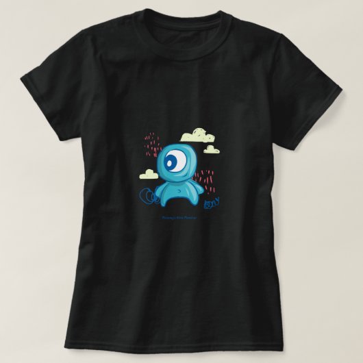 Cute Monster Cartoon Character Design | Blue Doodl T-Shirt (Design vorne)