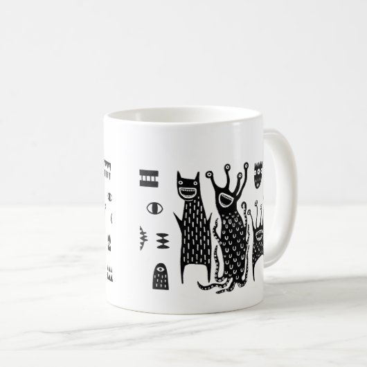 Cute Monster Coffee Mug – Kawaii Funny Ceramic Cup Kaffeetasse (VorderseiteRechts)