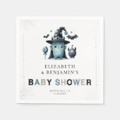 Cute Monster Fall Halloween Blue Coed Baby Shower Serviette (Vorderseite)