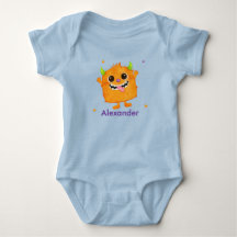 Cute Monster Personalized Name Baby Bodysuit 