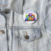 Cute Monsters Kids Birthday Party Crew Button (Beispiel)