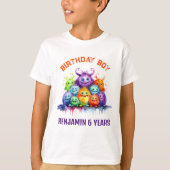 Cute Monsters Kids Birthday Party T-Shirt (Vorderseite)