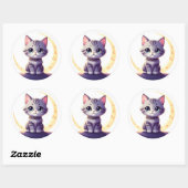 Cute Moon Cat Sticker – Magical Kitten on Crescent (Blatt)